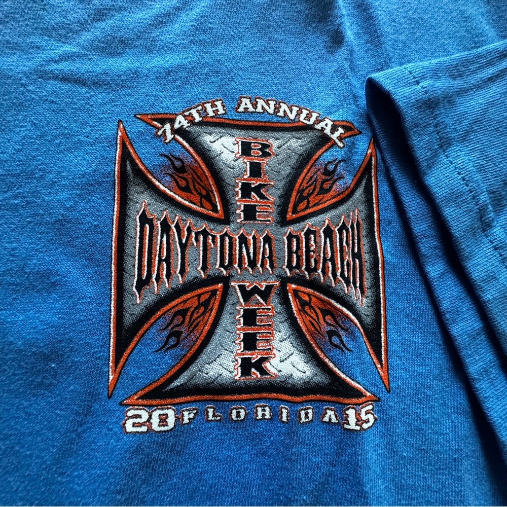74th Annual 2015 Daytona Bike Week T-Shirt - 2XL Blue - Picture 2 of 7